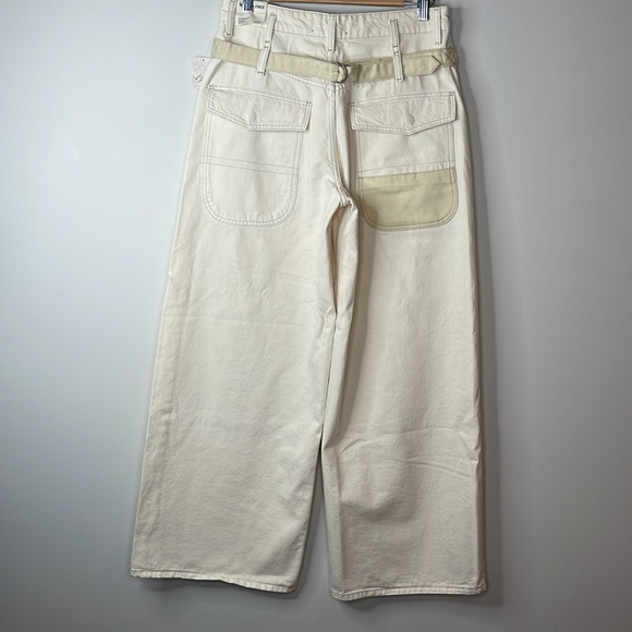 Free People NWT Waterfalls Wide Leg Baggy Jeans Ivory Combo Size 28 - Picture 14 of 14